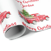 メリーパーソナライズされたクリスマスツリーファームトラック ラッピングペーパー (ロールコーナー)