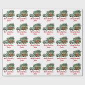 メリーパーソナライズされたクリスマスツリーファームトラック ラッピングペーパー (フラット)