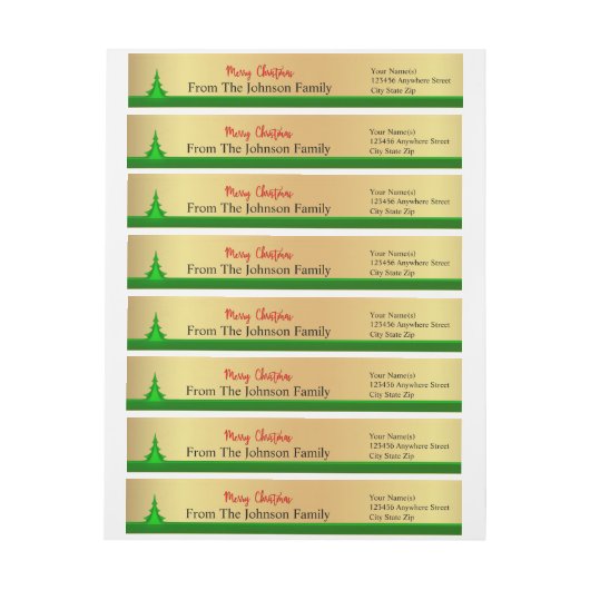 メリーパーソナライズされたクリスマスツリー差出人住所 ラップアラウンドラベル (シート)