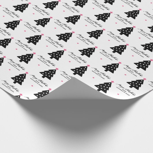 メリーパーソナライズされたクリスマスツリー&スターズホリデー ラッピングペーパー (角)