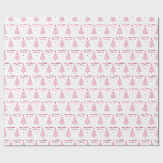 メリーパーソナライズされたクリスマスツリー&スターズホリデー ラッピングペーパー (フラット)