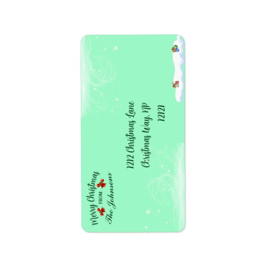 メリーパーソナライズされたクリスマステーマ住所 シール (正面)