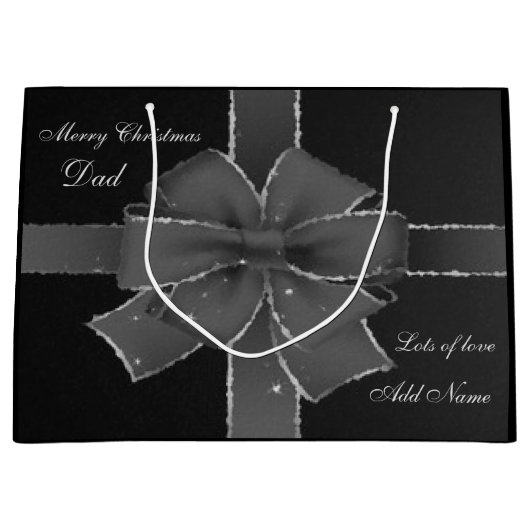 メリーパーソナライズされたクリスマスパパギフトデザイン ラージペーパーバッグ (正面)