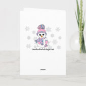 メリーパーソナライズされたクリスマスピンクとブルー雪だるま カード (裏面)