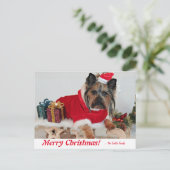 メリーパーソナライズされたクリスマスヨークシャーテリアテリアポストカ ポストカード (スタンド正面)