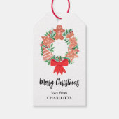 メリーパーソナライズされたクリスマスリース ギフトタグ (正面)