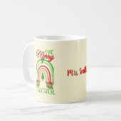 メリーパーソナライズされたクリスマス先生クリスマス コーヒーマグカップ (正面左)