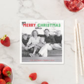 メリーパーソナライズされたクリスマス写真紙ナプキンス スタンダードカクテルナプキン (インサイチュ)