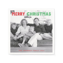 メリーパーソナライズされたクリスマス写真紙ナプキンス