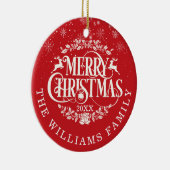メリーパーソナライズされたクリスマス写真赤 セラミックオーナメント (右)
