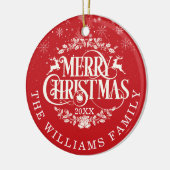 メリーパーソナライズされたクリスマス写真赤 セラミックオーナメント (左)