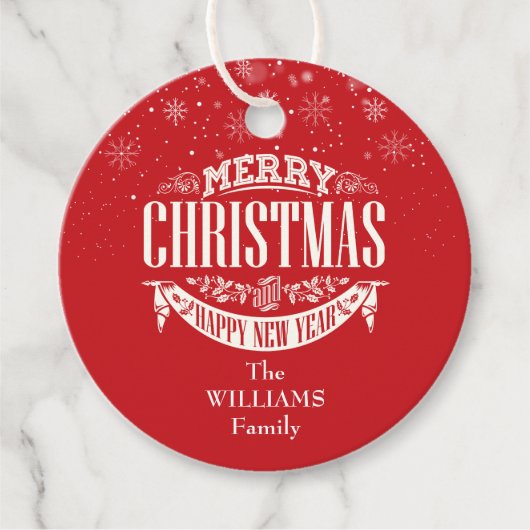 メリーパーソナライズされたクリスマス写真赤 フェイバータグ (正面)