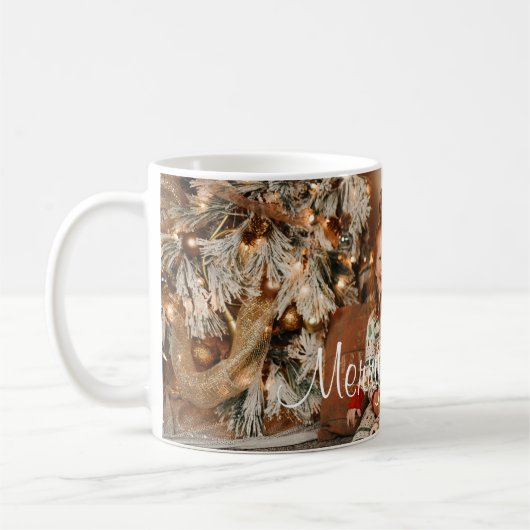 メリーパーソナライズされたクリスマス写真 コーヒーマグカップ (左)