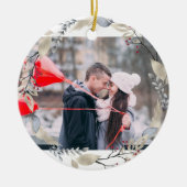 メリーパーソナライズされたクリスマス写真 セラミックオーナメント (正面)