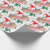 メリーパーソナライズされたクリスマス写真Tレックス ラッピングペーパー (角)