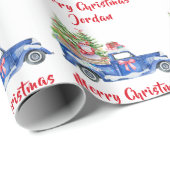 メリーパーソナライズされたクリスマス動物農場トラック ラッピングペーパー (ロールコーナー)