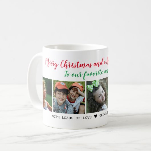 メリーパーソナライズされたクリスマス叔母さん5フォトコラージュ  コーヒーマグカップ (正面左)