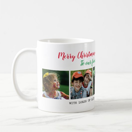 メリーパーソナライズされたクリスマス叔母さん5フォトコラージュ  コーヒーマグカップ (左)