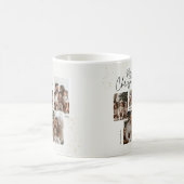 「メリーパーソナライズされたクリスマス四枚組コラージュ コーヒーマグカップ (中央)