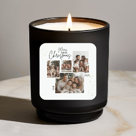 「メリーパーソナライズされたクリスマス四枚組コラージュ スクエアシール