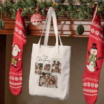 「メリーパーソナライズされたクリスマス四枚組コラージュ トートバッグ<br><div class="desc">運クリスマスの喜びパーソナライズされたは、クリスマスの四写真コラージュのトートバッグ。4枚の魅力的写真を展示するデザインを備えお気に入りの、このトートバッグは実用的でスタイリッシュある。個人touchを名前をカスタムするまたは休日メッセージと共に追加し、独自のメッセージを作成する。ショッピングや休日の使い物の思いやりある贈り物やフェスティバルのアクセサリーとして完璧な、この再利用可能なトートバッグは、機能性と心の思い出を兼ね備えている。祝スタイル!</div>