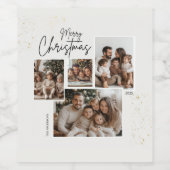 「メリーパーソナライズされたクリスマス四枚組コラージュ ワインラベル (シングルラベル)