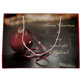 メリーパーソナライズされたクリスマス夫デザイン ラージペーパーバッグ