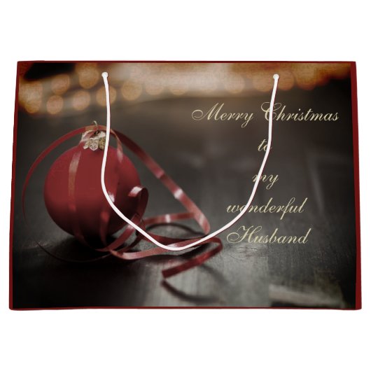 メリーパーソナライズされたクリスマス夫デザイン ラージペーパーバッグ (正面)