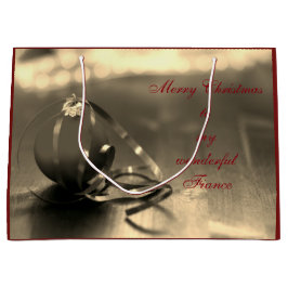 メリーパーソナライズされたクリスマス婚約デザイン ラージペーパーバッグ