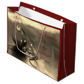 メリーパーソナライズされたクリスマス婚約デザイン ラージペーパーバッグ (正面アングル)