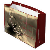 メリーパーソナライズされたクリスマス婚約デザイン ラージペーパーバッグ (裏面アングル)