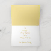 メリーパーソナライズされたクリスマス家族の写真の休日 箔グリーティングカード (内側レイダウン)