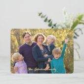 メリーパーソナライズされたクリスマス家族の写真ハッピー シーズンカード (スタンド正面)