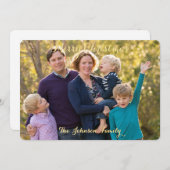 メリーパーソナライズされたクリスマス家族の写真ハッピー シーズンカード (正面/裏面)