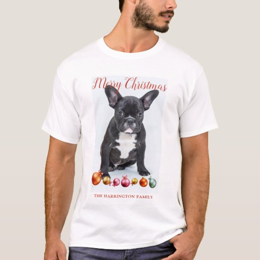 メリーパーソナライズされたクリスマス家族の名犬の写真 Tシャツ (正面)