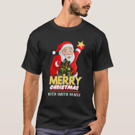 メリーパーソナライズされたクリスマス家族サンタクロース Tシャツ