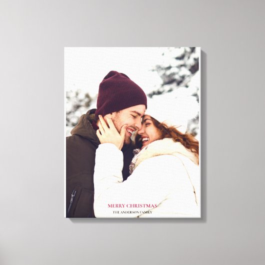 メリーパーソナライズされたクリスマス家族写真 キャンバスプリント (正面)
