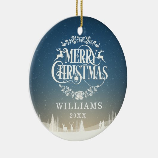 メリーパーソナライズされたクリスマス家族写真 セラミックオーナメント (右)