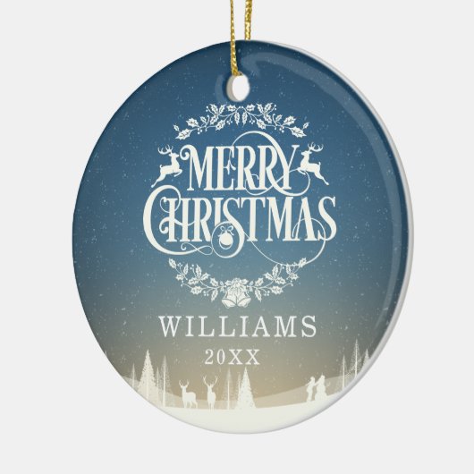 メリーパーソナライズされたクリスマス家族写真 セラミックオーナメント (左)