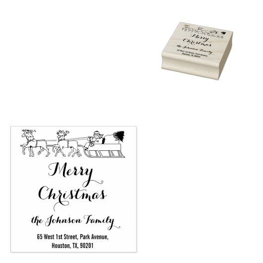 メリーパーソナライズされたクリスマス家族差出人住所 ラバースタンプ (押印)
