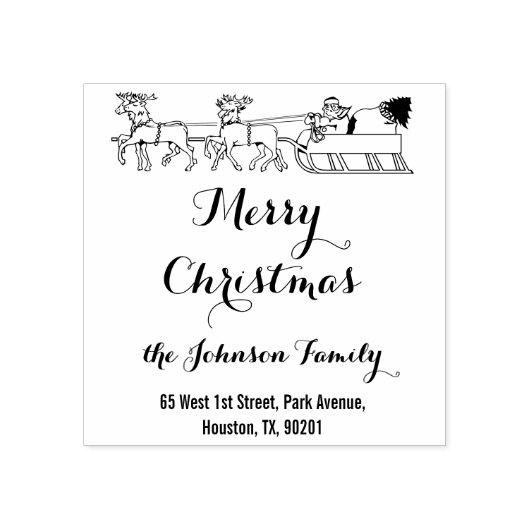 メリーパーソナライズされたクリスマス家族差出人住所 ラバースタンプ (インプリント)