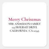 メリーパーソナライズされたクリスマス差出人住所ステッキ スクエアシール (正面)
