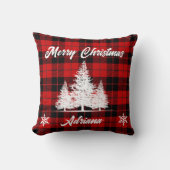 メリーパーソナライズされたクリスマス市松模様に枕 クッション (正面)