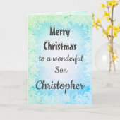 メリーパーソナライズされたクリスマス息子 カード (黄色い花)