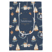 メリーパーソナライズされたクリスマス抱き枕 ミディアムペーパーバッグ (裏面)