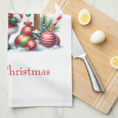 メリーパーソナライズされたクリスマス格言 キッチンタオル (四つ折り)