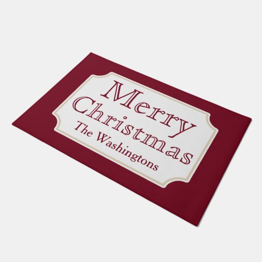 メリーパーソナライズされたクリスマス歓迎の敷物 ドアマット (アングル)