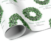 メリーパーソナライズされたクリスマス水カラーリース ラッピングペーパー (ロールコーナー)