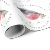 メリーパーソナライズされたクリスマス水彩鳥 ラッピングペーパー (ロールコーナー)