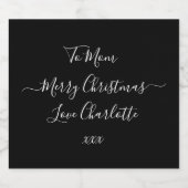 メリーパーソナライズされたクリスマス白黒 スパークリングワインラベル (シングルラベル)